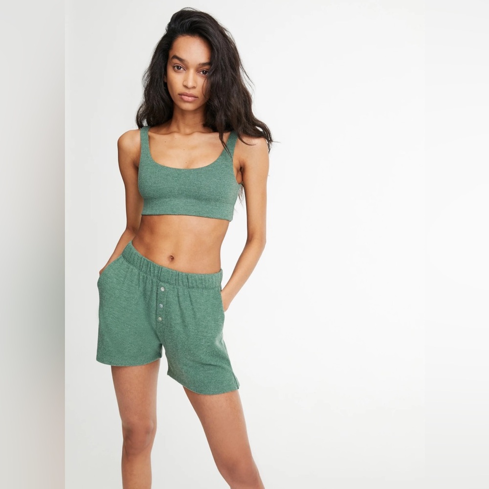 Donni Set Sweater Bra Bralette Top Bandier and Button Shorts Lounge Loungewear